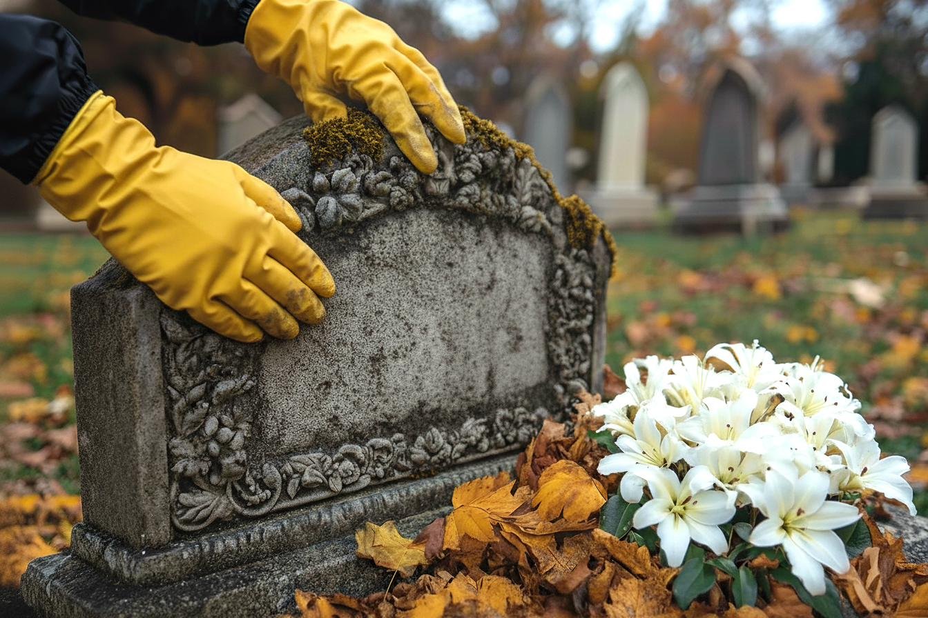 Gentle monument cleaning with soft brush